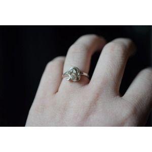 Raw Diamond Engagement Ring Rough Natural and Uncut Wedding Band Raw Gem…